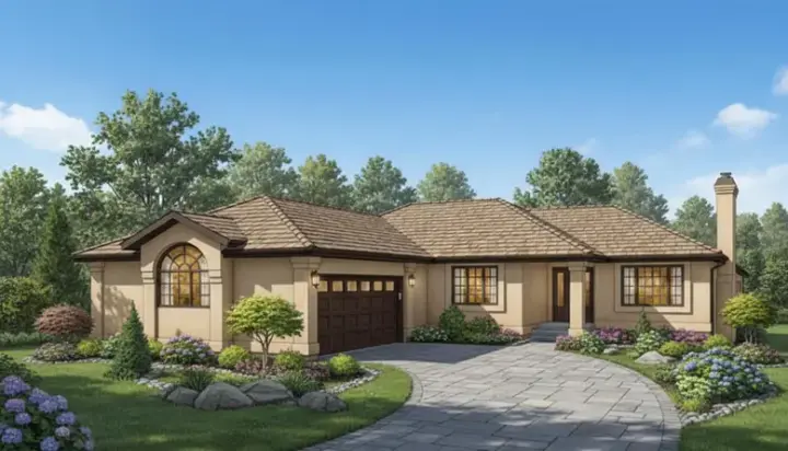 Traditional house plans 40-302 - front exterior, 1,472 sq ft, 3 bed, 2 bath house plans | Monster House Plans