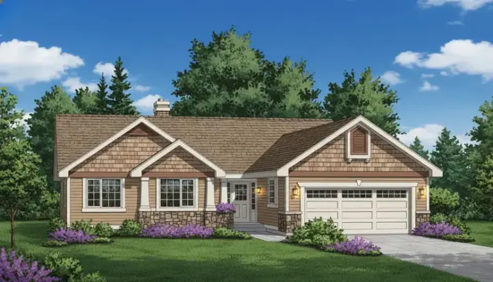 Traditional house plans 40-303 - front exterior, 1,473 sq ft, 2 bed, 2 bath house plans | Monster House Plans