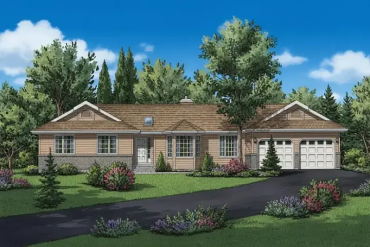 Traditional house plans 40-305 - front exterior, 1,480 sq ft, 3 bed, 2 bath house plans | Monster House Plans