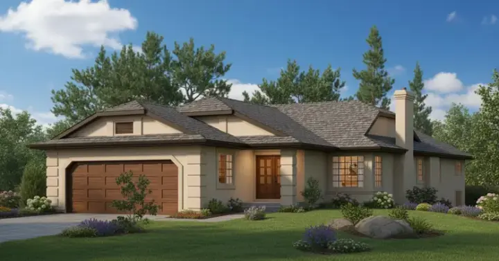 Southwest house plans 40-306 - front exterior, 1,485 sq ft, 2 bed, 2 bath house plans | Monster House Plans
