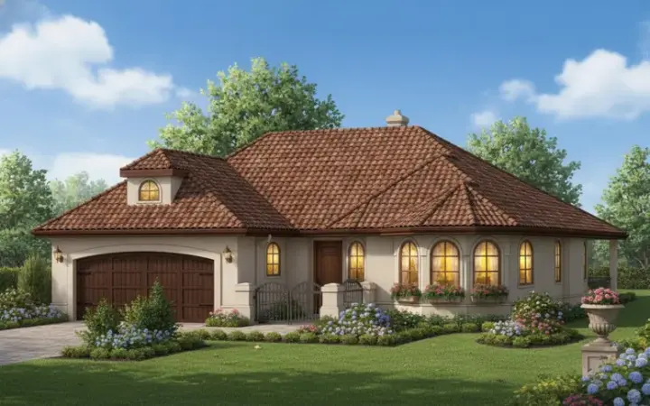 Southwest house plans 40-309 - front exterior, 1,487 sq ft, 2 bed, 2 bath house plans | Monster House Plans