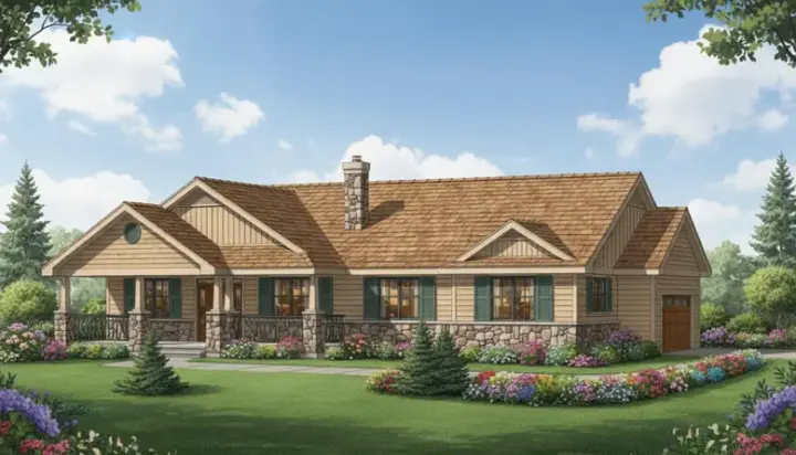 Traditional house plans 40-314 - front exterior, 1,493 sq ft, 3 bed, 2 bath house plans | Monster House Plans
