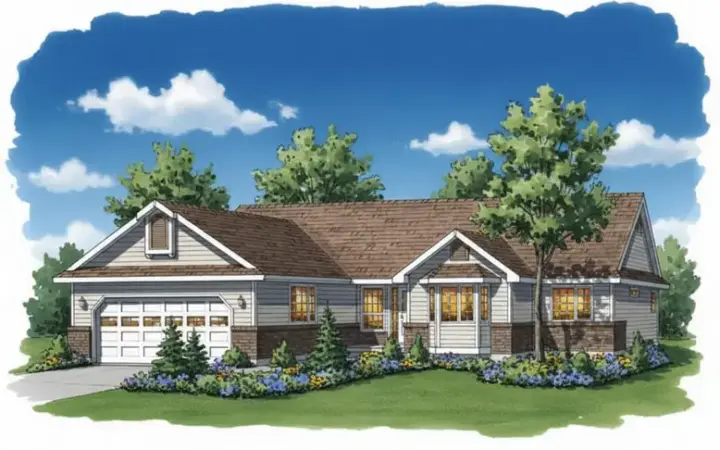 Traditional house plans 40-315 - front exterior, 1,497 sq ft, 3 bed, 2 bath house plans | Monster House Plans