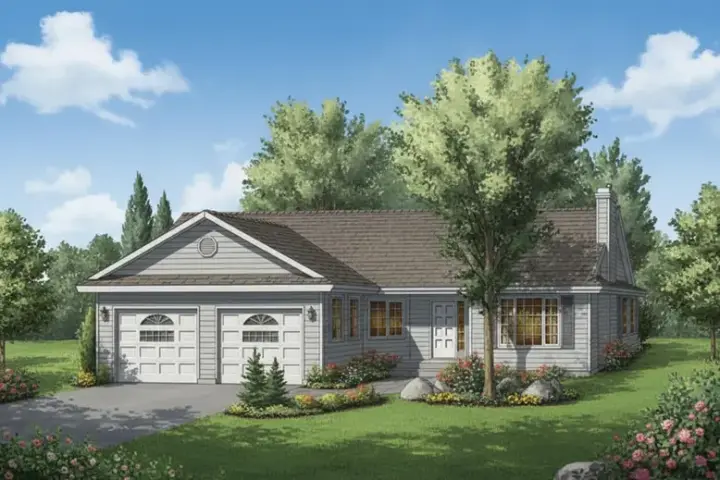 Traditional house plans 40-318 - front exterior, 1,509 sq ft, 3 bed, 2 bath house plans | Monster House Plans