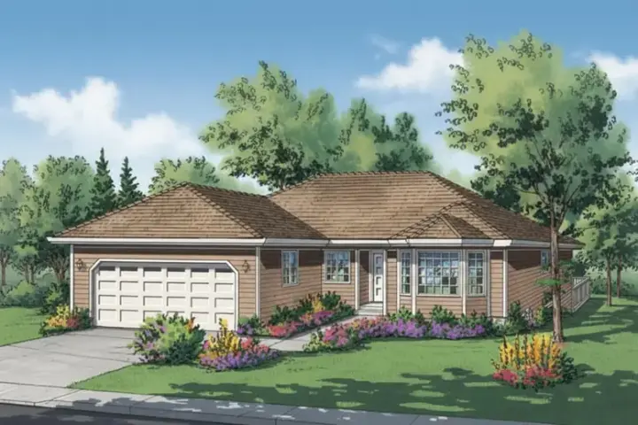 Traditional house plans 40-320 - front exterior, 1,510 sq ft, 3 bed, 2 bath house plans | Monster House Plans