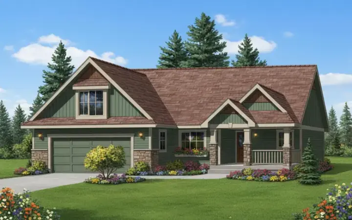 Country house plans 40-322 - front exterior, 1,514 sq ft, 2 bed, 2 bath house plans | Monster House Plans