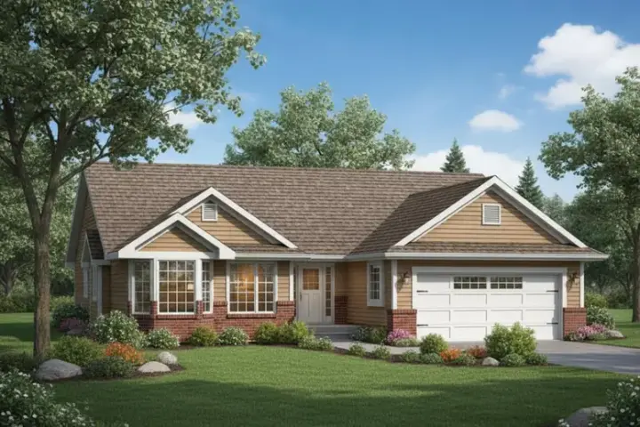 Traditional house plans 40-324 - front exterior, 1,522 sq ft, 3 bed, 2 bath house plans | Monster House Plans