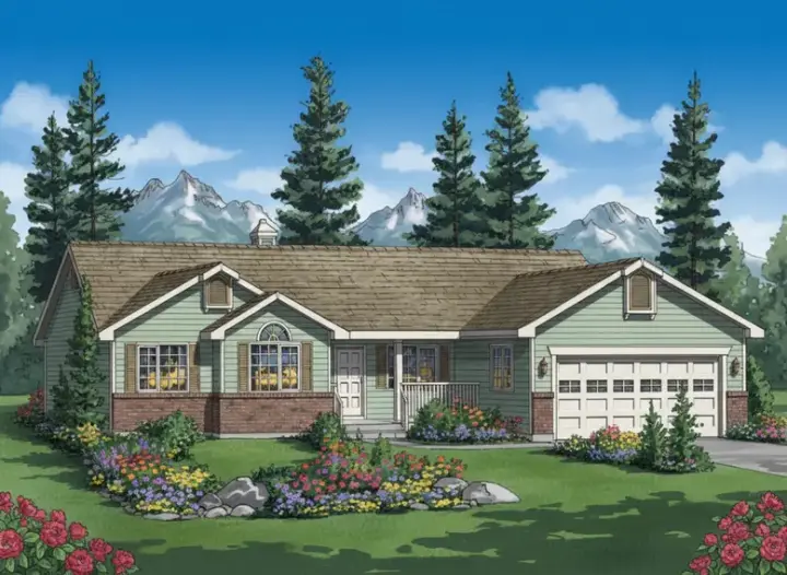 Traditional house plans 40-326 - front exterior, 1,538 sq ft, 3 bed, 2 bath house plans | Monster House Plans