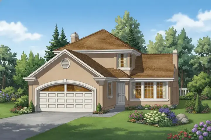 Traditional house plans 40-332 - front exterior, 1,546 sq ft, 3 bed, 1 bath house plans | Monster House Plans