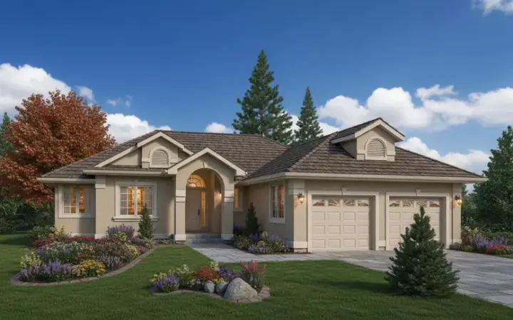 Southwest house plans 40-339 - front exterior, 1,565 sq ft, 2 bed, 2 bath house plans | Monster House Plans