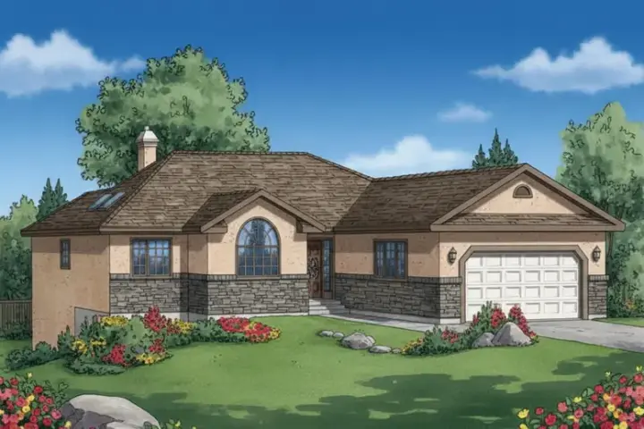Traditional house plans 40-340 - front exterior, 1,565 sq ft, 3 bed, 2 bath house plans | Monster House Plans