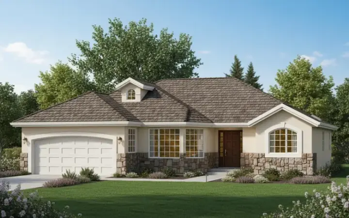 Traditional house plans 40-341 - front exterior, 1,571 sq ft, 3 bed, 2 bath house plans | Monster House Plans