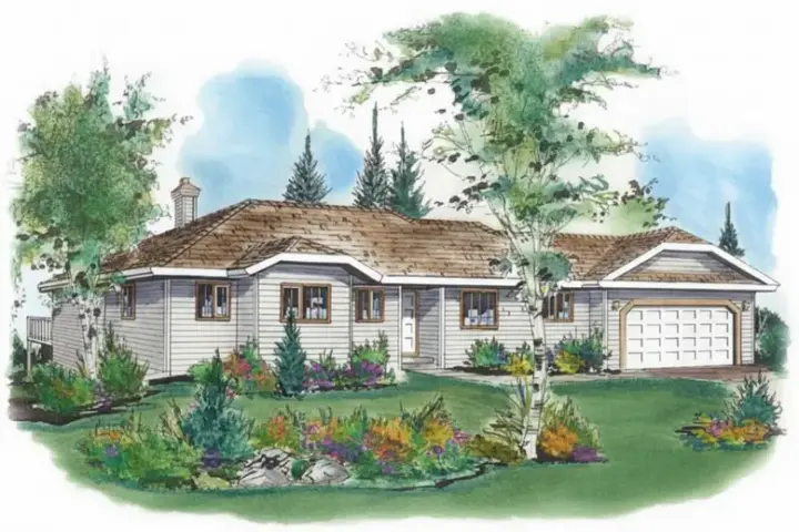 Traditional house plans 40-345 - front exterior, 1,573 sq ft, 2 bed, 2 bath house plans | Monster House Plans