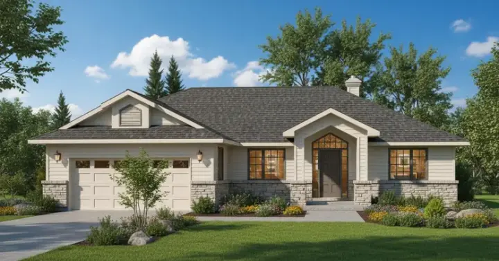 Traditional house plans 40-351 - front exterior, 1,584 sq ft, 2 bed, 1 bath house plans | Monster House Plans
