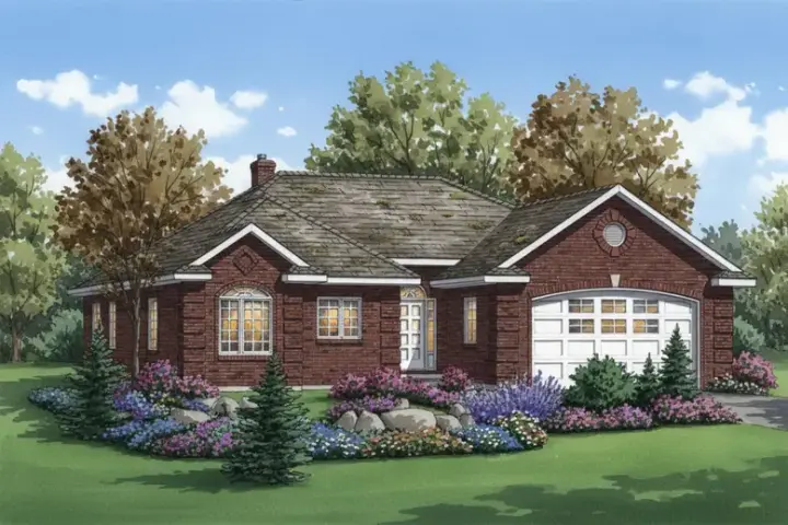 Traditional house plans 40-354 - front exterior, 1,589 sq ft, 3 bed, 2 bath house plans | Monster House Plans