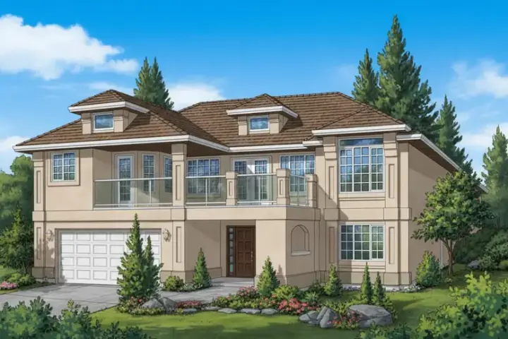 Contemporary house plans 40-357 - front exterior, 1,593 sq ft, 3 bed, 2 bath house plans | Monster House Plans