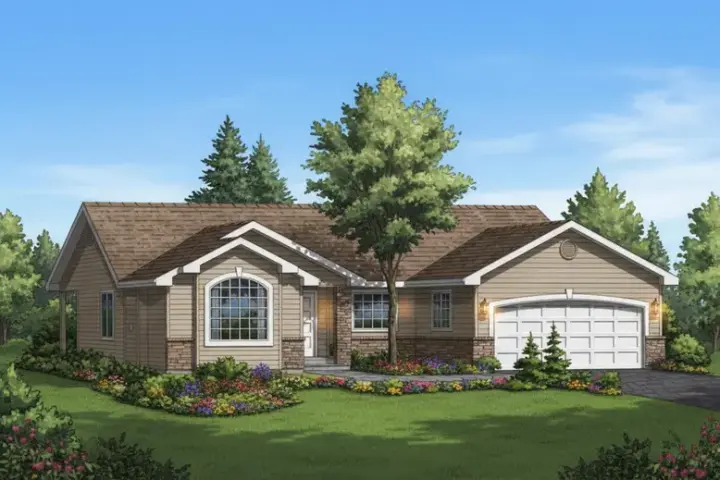 Traditional house plans 40-359 - front exterior, 1,596 sq ft, 3 bed, 2 bath house plans | Monster House Plans