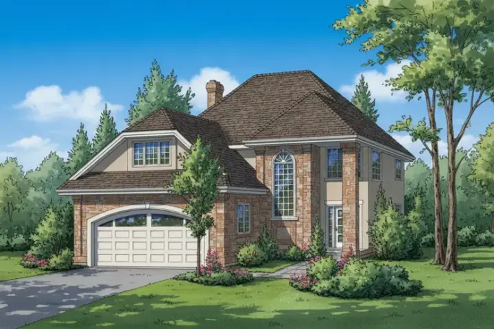 European house plans 40-374 - front exterior, 1,651 sq ft, 3 bed, 2 bath house plans | Monster House Plans