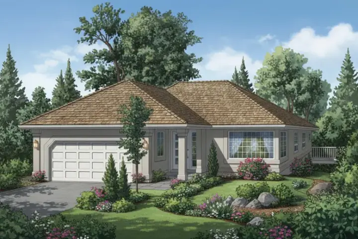 Traditional house plans 40-383 - front exterior, 1,676 sq ft, 3 bed, 2 bath house plans | Monster House Plans