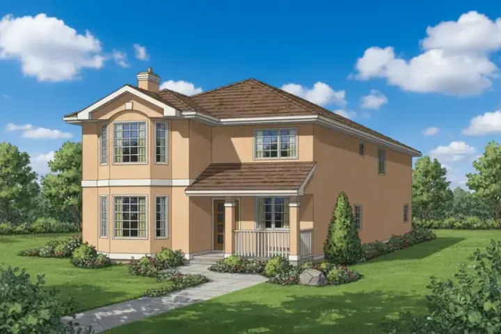 Traditional house plans 40-385 - front exterior, 1,684 sq ft, 4 bed, 2 bath house plans | Monster House Plans