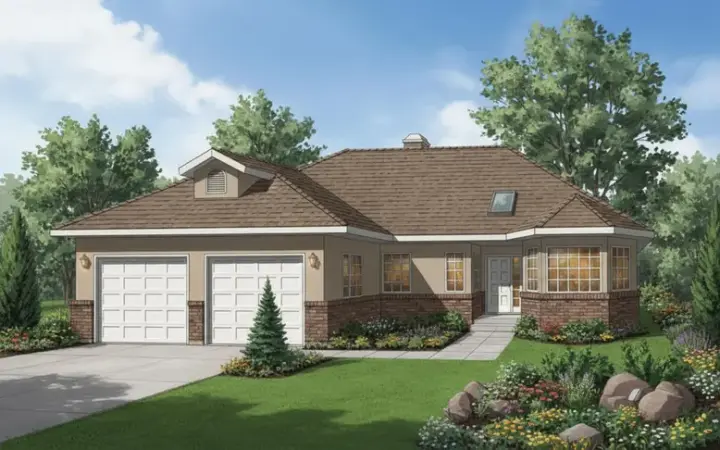 Traditional house plans 40-386 - front exterior, 1,684 sq ft, 3 bed, 2 bath house plans | Monster House Plans