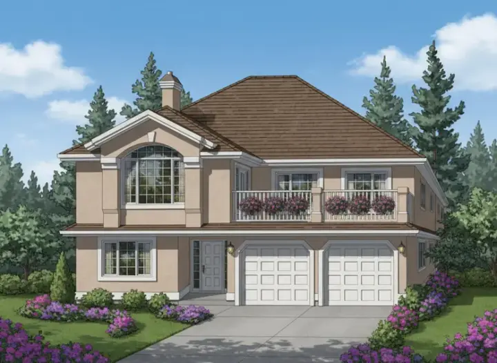 Southwest house plans 40-387 - front exterior, 1,694 sq ft, 3 bed, 2 bath house plans | Monster House Plans
