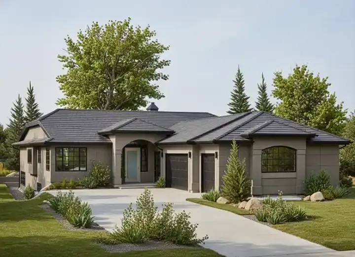Southwest house plans 40-400 - front exterior, 1,728 sq ft, 2 bed, 2 bath house plans | Monster House Plans