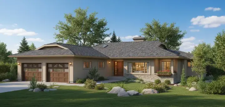 Traditional house plans 40-402 - front exterior, 1,731 sq ft, 2 bed, 2 bath house plans | Monster House Plans