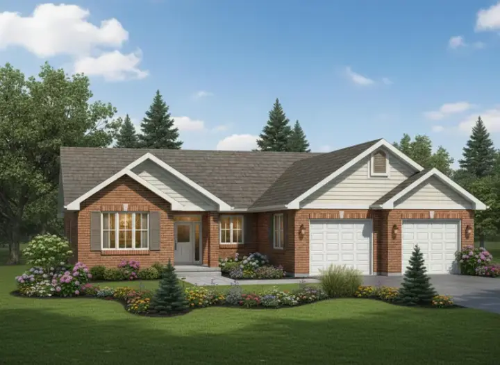 Traditional house plans 40-407 - front exterior, 1,747 sq ft, 3 bed, 2 bath house plans | Monster House Plans
