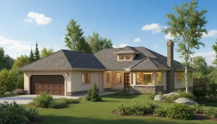 Traditional house plans 40-409 - front exterior, 1,755 sq ft, 3 bed, 2 bath house plans | Monster House Plans