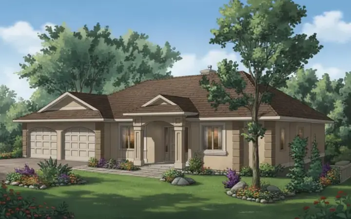Mediterranean house plans 40-411 - front exterior, 1,760 sq ft, 2 bed, 2 bath house plans | Monster House Plans