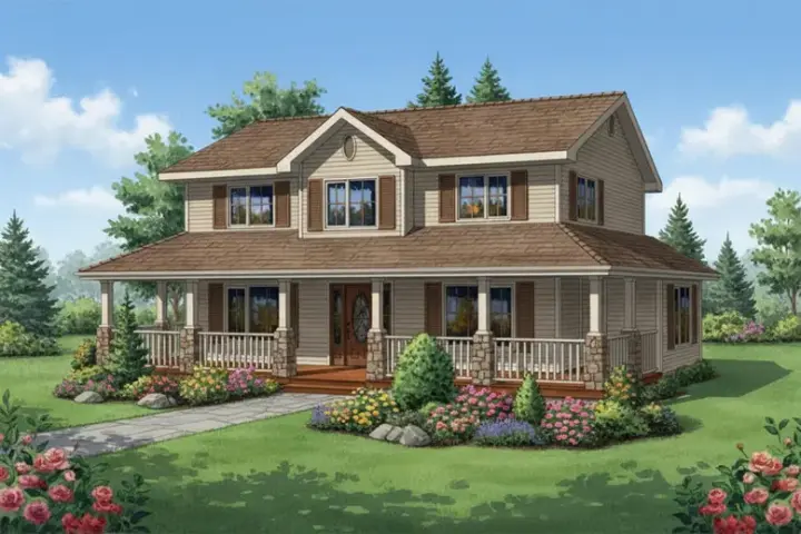 Country house plans 40-415 - front exterior, 1,779 sq ft, 4 bed, 2 bath house plans | Monster House Plans