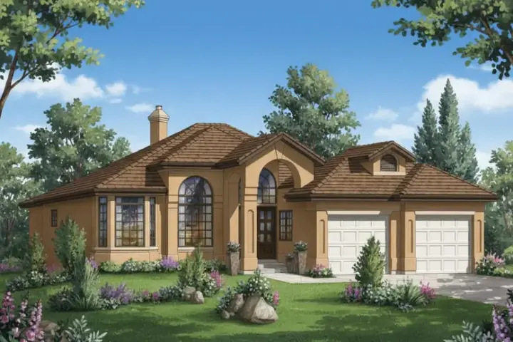 Southwest house plans 40-426 - front exterior, 1,800 sq ft, 2 bed, 2 bath house plans | Monster House Plans