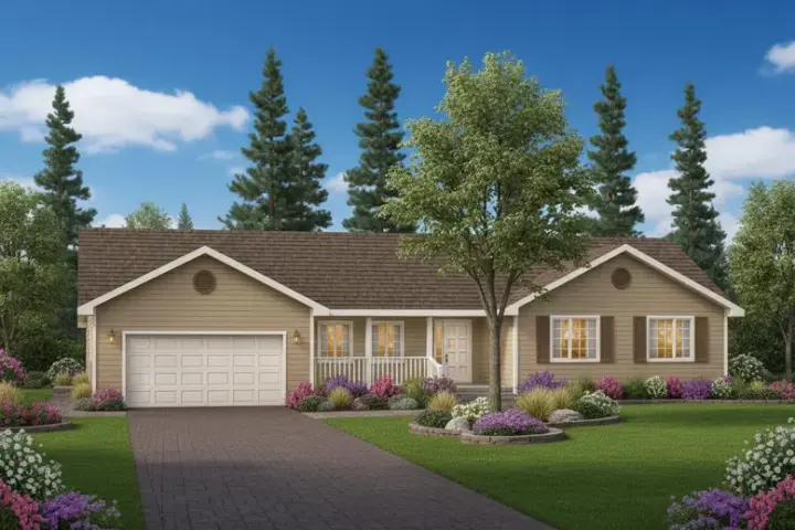Traditional house plans 40-431 - front exterior, 1,818 sq ft, 3 bed, 2 bath house plans | Monster House Plans