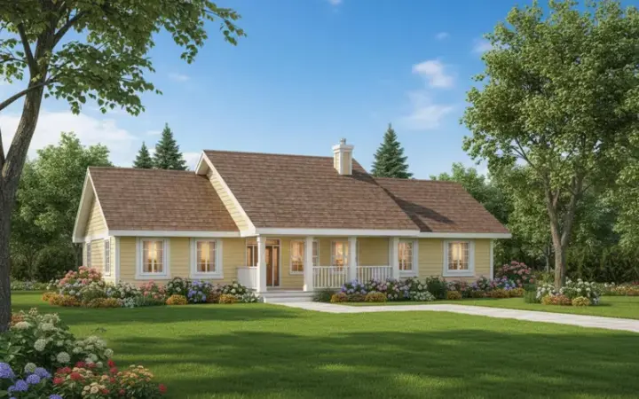 Country house plans 40-432 - front exterior, 1,820 sq ft, 3 bed, 2 bath house plans | Monster House Plans