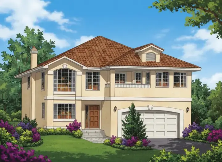 Southwest house plans 40-436 - front exterior, 1,839 sq ft, 3 bed, 2 bath house plans | Monster House Plans