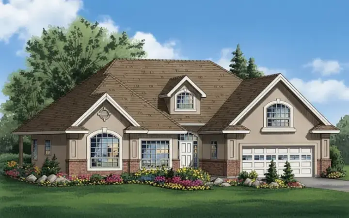 Traditional house plans 40-438 - front exterior, 1,846 sq ft, 2 bed, 2 bath house plans | Monster House Plans