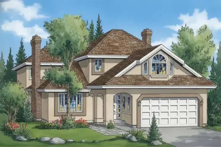 Traditional house plans 40-443 - front exterior, 1,858 sq ft, 3 bed, 2 bath house plans | Monster House Plans