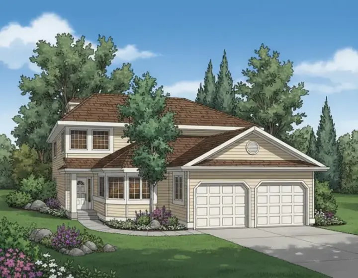 Traditional house plans 40-444 - front exterior, 1,862 sq ft, 3 bed, 2 bath house plans | Monster House Plans
