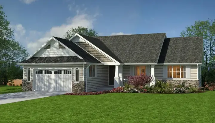 Traditional house plans 40-445 - front exterior, 1,863 sq ft, 3 bed, 2 bath house plans | Monster House Plans
