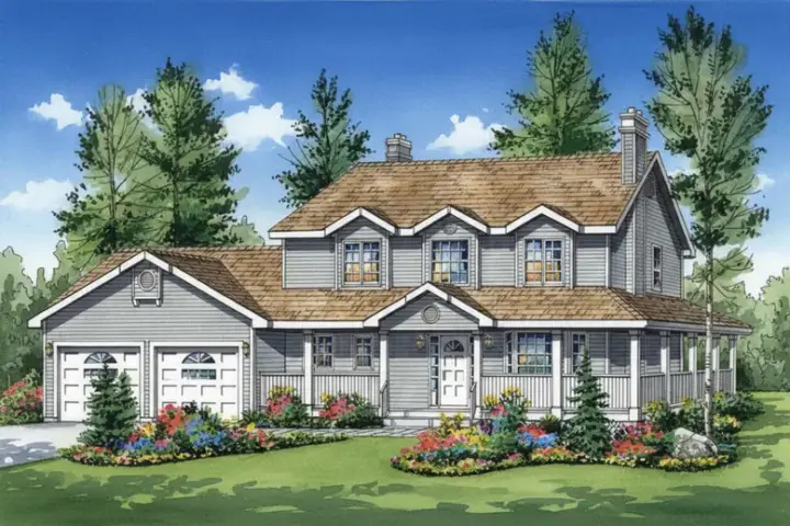 Country house plans 40-447 - front exterior, 1,865 sq ft, 3 bed, 2 bath house plans | Monster House Plans