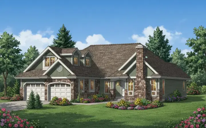 Traditional house plans 40-448 - front exterior, 1,868 sq ft, 2 bed, 2 bath house plans | Monster House Plans