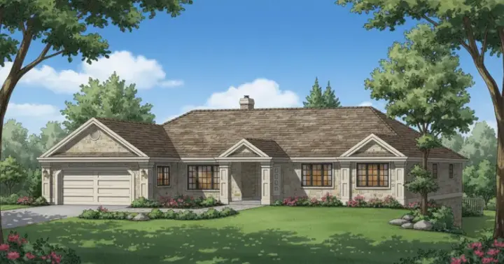 Traditional house plans 40-453 - front exterior, 1,882 sq ft, 3 bed, 2 bath house plans | Monster House Plans