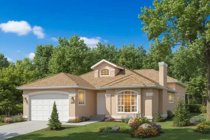 Southwest house plans 40-458 - front exterior, 1,891 sq ft, 4 bed, 2 bath house plans | Monster House Plans