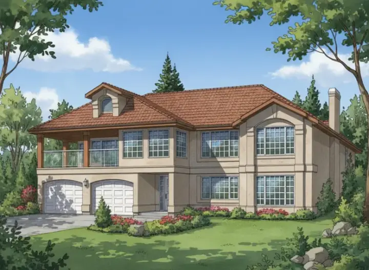 Southwest house plans 40-460 - front exterior, 1,904 sq ft, 3 bed, 2 bath house plans | Monster House Plans