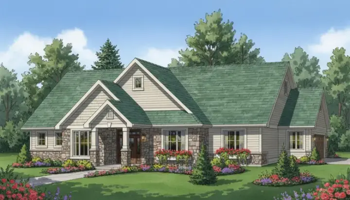 Traditional house plans 40-474 - front exterior, 1,937 sq ft, 3 bed, 2 bath house plans | Monster House Plans