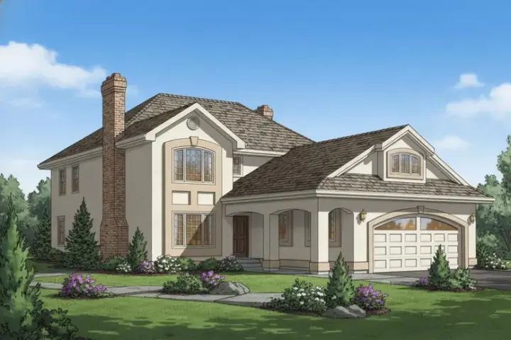 Southwest house plans 40-475 - front exterior, 1,938 sq ft, 3 bed, 2 bath house plans | Monster House Plans