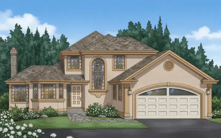 Southwest house plans 40-482 - front exterior, 1,957 sq ft, 3 bed, 2 bath house plans | Monster House Plans
