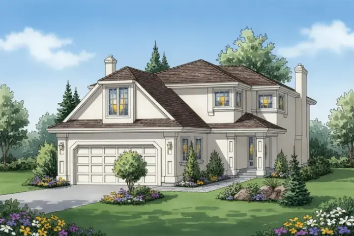 Southwest house plans 40-486 - front exterior, 1,970 sq ft, 5 bed, 2 bath house plans | Monster House Plans