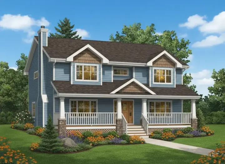 Country house plans 40-493 - front exterior, 1,985 sq ft, 4 bed, 3 bath house plans | Monster House Plans